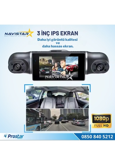 4 Kameralı 1080p Wıfı, Gps Geniş Açılı Dashcam Araç İçi Kamera Kayıt Sistemi 3 İnç Full Hd