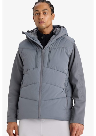 Defacto Defactofit Su İtici Regular Fit Kapüşonlu Fermuarlı Su Geçirmez Mont C6053ax25wngr311 Gri