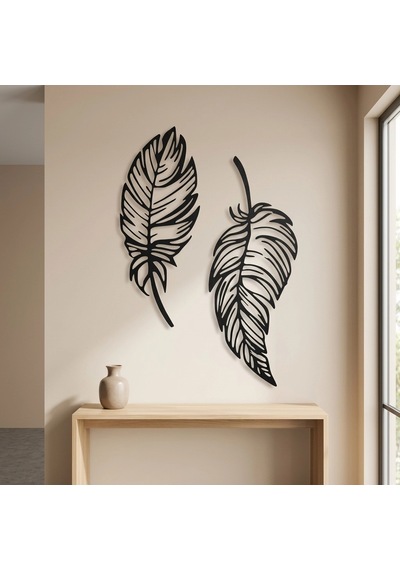 Feathers Metal Tablo Siyah