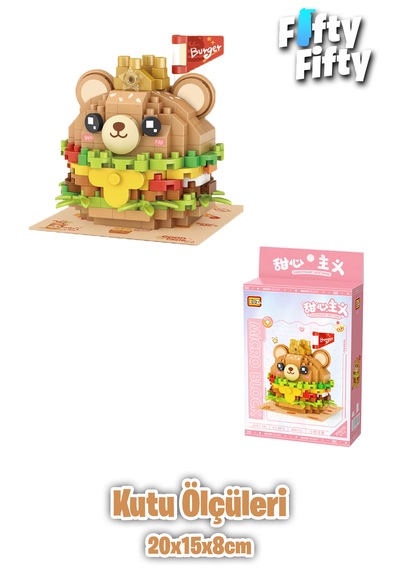 Loz Micro Block Serisi Sevimli Burger 260 Parça Oyuncak Yapım Set