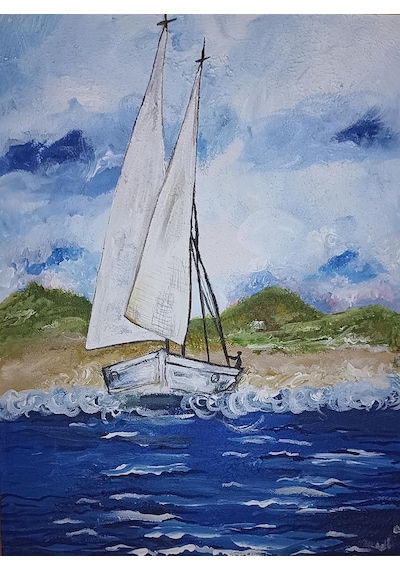 Yelkenli Dokulu 30x40 Akrilik Tablo