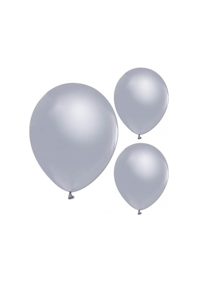 Metalik Parlak Balon. 10 Adet - Gümüş