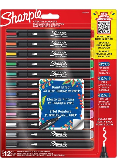 Sharpie Markör Akrilik Yuvarlak Uç 12 Li Bls 2201070 Çok Renkli