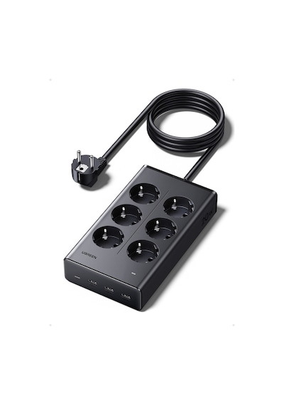 UGREEN 6’lı Grup Priz, 20W USB-C, USB-A Çıkışlı Şarj İstasyonu, 1.5 m Kablolu, 75141