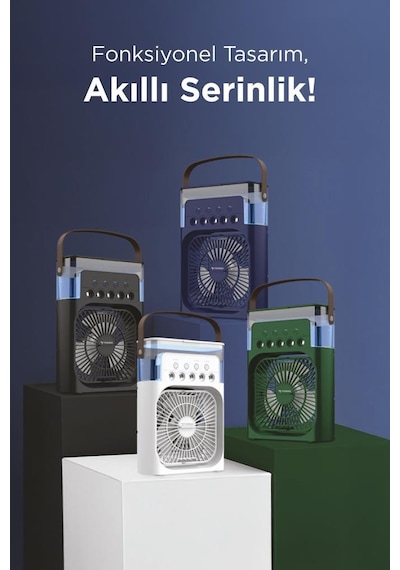 Torima F-18 Mavi Soğutucu Buharlı Ledli Ayarlanabilir Başlıklı Mini Masa Fan Vantilatör