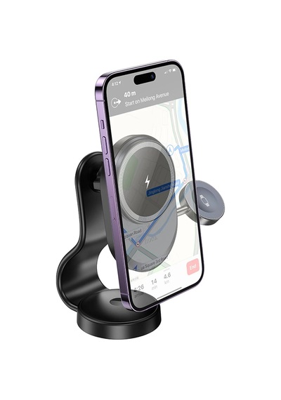 Hoco. Hw28 Excelso Yapışkanlı 15w Kablosuz Şarj Ve 2.5w Kablosuz Saat Şarj Destekli Magsafe Araç Tutucu - Siyah