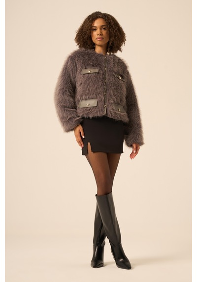 Ftz Women Kadın Peluş Mont Füme 31241 Füme