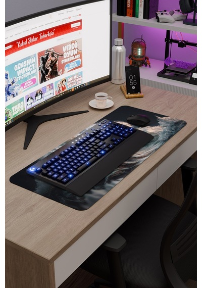 Dalgalar Kaymaz Dikişli Kauçuk Oyuncu Mousepad V2 - 70x30 Xl Gaming Mouse Pad Fare Altlığı