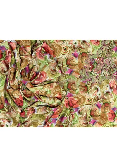 İşlemeli Hint Elbise Kumaşı 370x110cm Model 2 Renkli