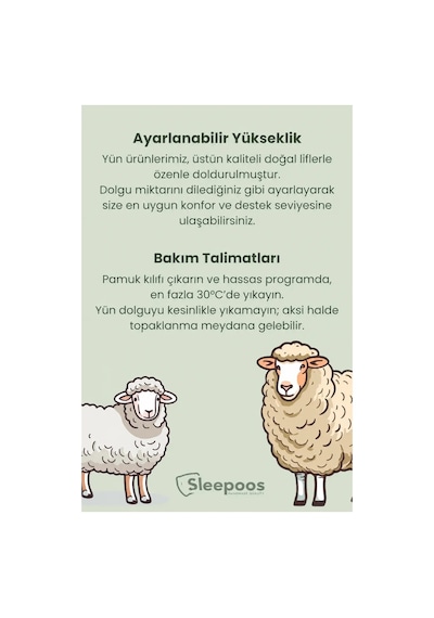 Sleepoos %100 Organik Yün Yastık 50 x 90