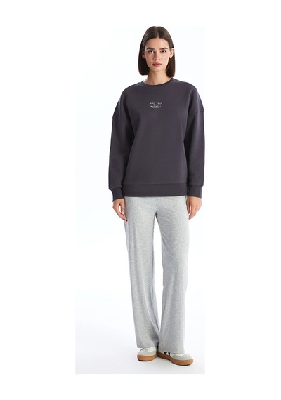 LC Waikiki Lcw Vision Antrasit Bisiklet Yaka Baskılı Oversize Kadın Kalın Sweatshirt Anthracıte LC Waikiki Lcw Vision Antrasit Bisiklet Yaka Baskılı Oversize Kadın Kalın Sweatshirt Anthracıte