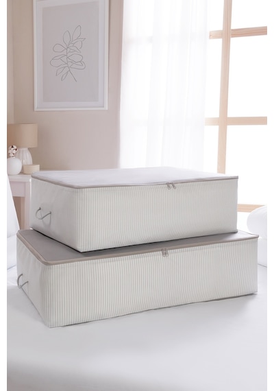 Ocean Home Textile 2'li Gri Renk Stuff & Things Baza Altı Hurç Set