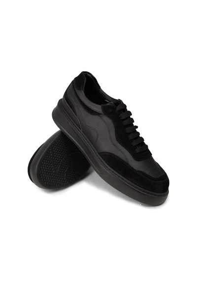 Deery Erkek Siyah Hakiki Deri Sneaker Ayakkabı - 02013msyhe01