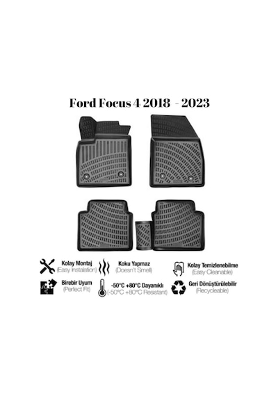 Ford Focus 4 2018 2019 2020 2021 2022 2023 Uyumlu Araca Özel 3d Havuzlu Paspas Takımı A+ Kalite