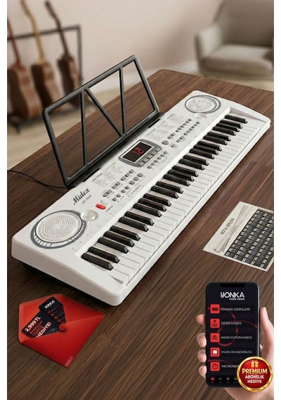 Midex Ps-1500wh Başlangıç İçin 61 Tuşlu Org Notalık Adaptör Öğrenim Metodu 100 Ses 100 Ritim