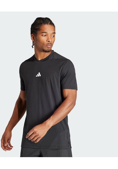 Adidas Designed For Training Erkek Siyah Yuvarlak Yaka Tişört IK9725 Siyah