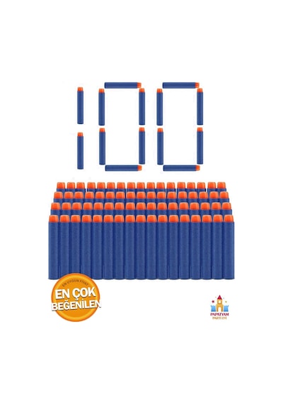 Nerf Silahları İçin Yedek 100 Parça Sünger Mermisi - Kesintisiz Eğlence
