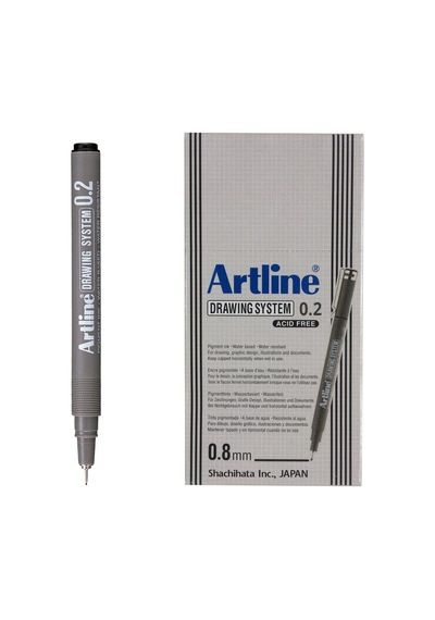 232 Siyah Çizim Kalemi 0.2 Mm Reçine Uçlu 12'li Set Grafik Tasarım İçin