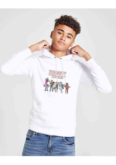Tshirthane Schwifty Things On The Upside Time Baskılı Unisex Çocuk Kapüşonl Beyaz