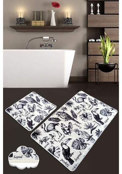 Lorı 2 Li Set Banyo Halısı Paspas Yıkanabilir Çok Renkli