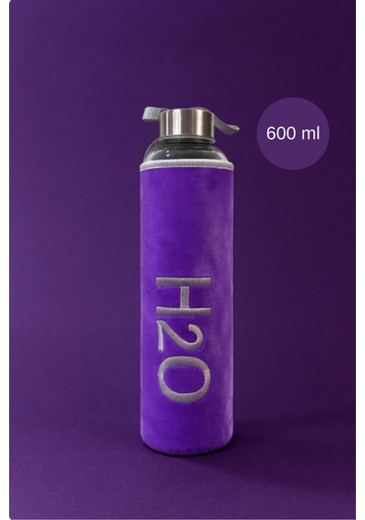 Peluş Kılıflı Cam Matara 600 Ml Lila Lila