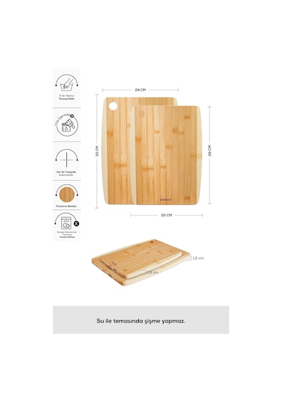 Karaca  Delphın Bamboo 2'li Pro Kesme Tahtası