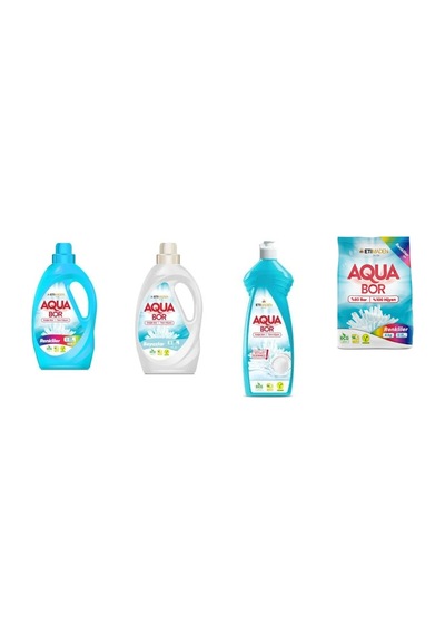Aquabor Doğal Mineralli Sıvı Renkliler + Sıvı Beyaz + Elde Bulaşık + 4 Kg Renkliler 4 Lü Set