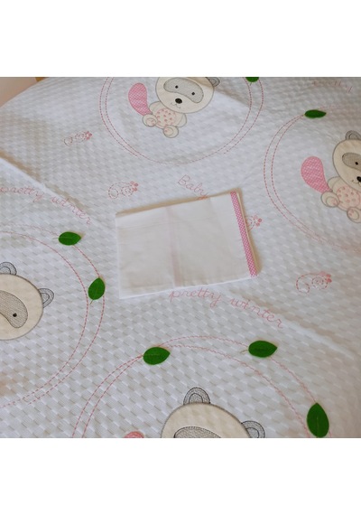 %100 Pamuk Desenli Bebek Pike & Yastık Başı