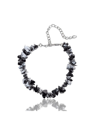 Sertifikalı Karlı Obsidyen Kırık Doğal Taşlı Bileklik 1.kalite M Çok Renkli