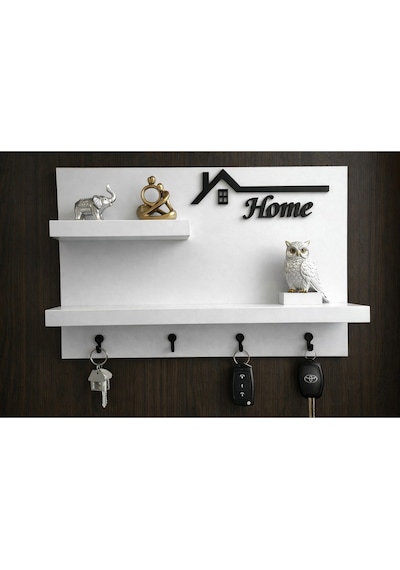 Dekoratif Duvar Anahtarlık Askısı Ve Raf 4 Kancalı Ahşap Anahtar Askılığı Modern Home Yazılı Organizer Ev Ve Ofis Düzenleyici Anahtarlık Rafı Standart