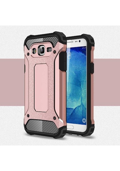 Kilifone - Galaxy Uyumlu J7 Uyumlu - Kılıf Çift Katman Zırh Tank Crash Military Kapak - Rose Gold - T2445 Rose Gold