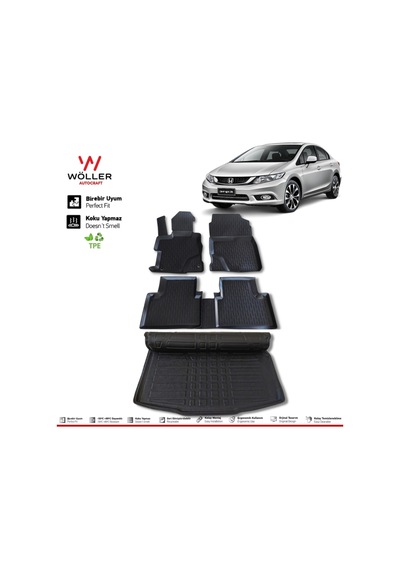 Honda Civic Fb7 Paspas Bagaj Havuzu 2012 2016 Arası 3d Havuzlu