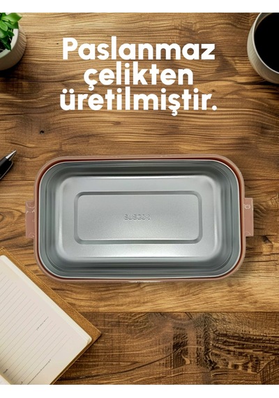 B&d İki Katlı İki Bölmeli Paslanmaz Çelik Lacivert Beslenme Kabı Bes011 Asker Yeşili