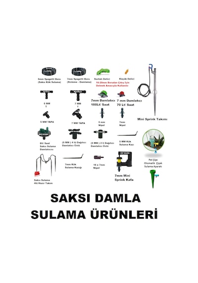 Mikro Damla Sulama Spagetti Hortum Ve Ek Parçaları-Saksı Sulama