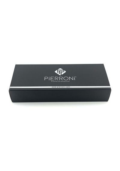 Pierroni Siyah Desenli Slim Kravat P0407 Siyah