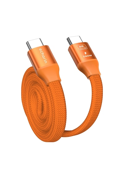 Manyetik Turuncu 240w 20gbps Type-c To Type-c Hızlı Şarj, Görüntü Ve Veri Aktarım Kablosu, İphone, İpad, Macbook, Samsung Galaxy Uyumlu