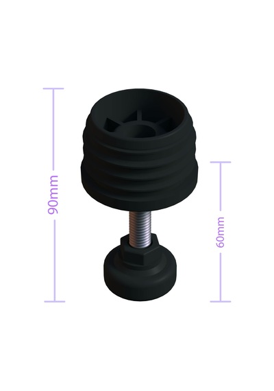 Cateksss 51 Mm Kademeli Plastik Rotil Ayak M10 - Boru Profil Ayağı Tezgah Ayarlı Ayak Siyah - 2 Li Paket