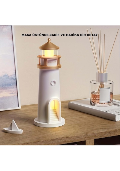 Deniz Feneri Projektör Ay Led Gece Lambası Kumandalı Beyaz