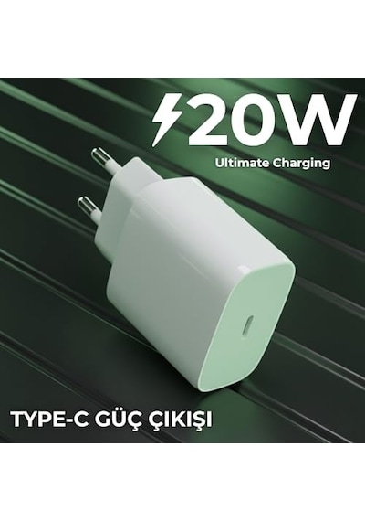 Nodar 20w Usb-c To Lightning Pd Hızlı Şarj Seti 1 Metre İphone Şarj Kablosu Dahil Dinamik Hızlı Şarj, Kısa Devre Korumalı Beyaz