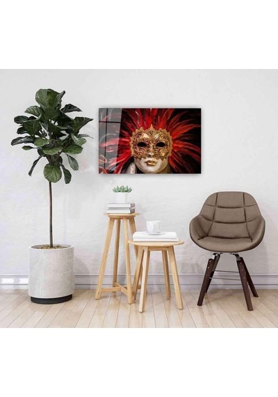 Maskeli Kadın Cam Tablo 4mm Dayanıklı Temperli Cam 110 X 70