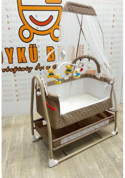 Öykü Bebek Dunyasi Müzikli Dönence Hediyeli Anne Yani Sallanir - Sabitlenir Beşik Siyah