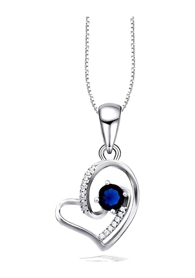 Brezza Lusso Jewelry  Diamond Serisi Safir Tektaş Kalp Stylish/night Gümüş Kadın Kolye 45 CM 45 CM