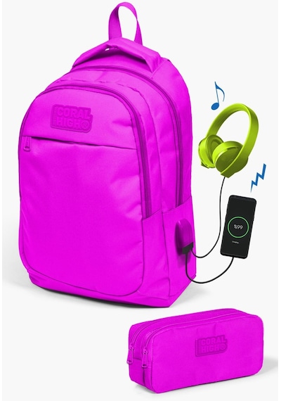 Coral High Kids Pembe Usb'li 2'li Okul Çanta Seti Set0224310