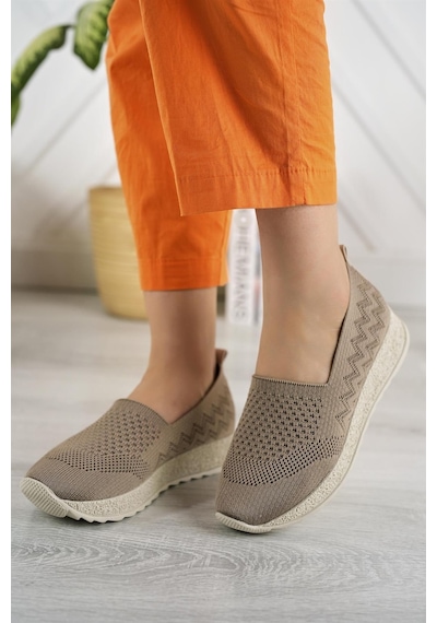 Nesil Shoes Aky 055 Vizon Triko Yazlık Kadın Ayakkabı-vizon Vizon