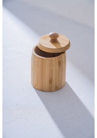 Acar Bambu Kapaklı Kavanoz - 12 Cm Kahverengi