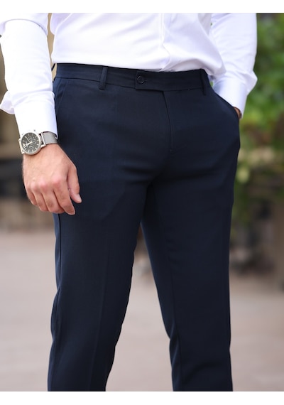 A Kalite Slim Fit Likralı Kumaş Pantolon Lacivert