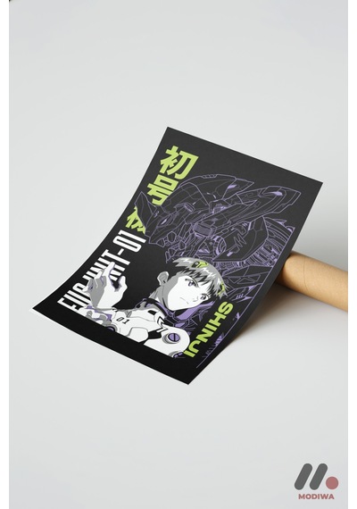Evangelion Shinji Anime Poster, Çerçevesiz Yüksek Kalite Duvar Afişi - Anime Severlere Özel Hediye
