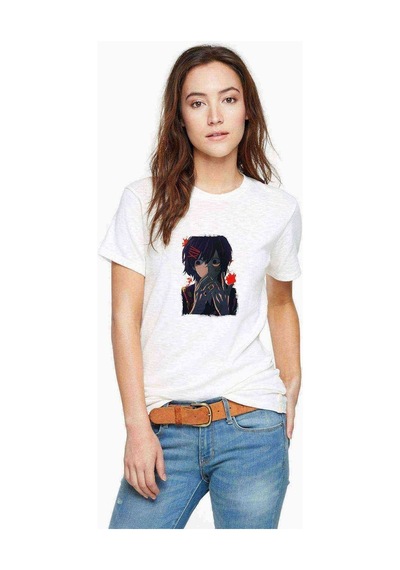 Anime Tokyo Ghoul Anteiku Kaneki Baskılı Beyaz Kadın Tshirt