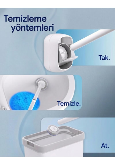 Özel Tuvalet Temizlik Seti - Kullan At - Sünger Başlıklı Temizlik Seti - Süngerli Tuvalet Fırçası Beyaz