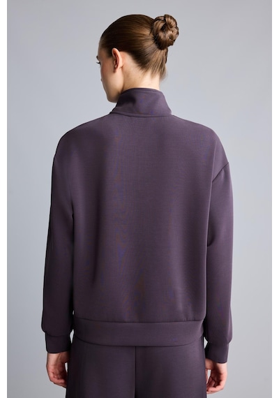 Defacto Ultra Yumuşak Standart Fit Yarım Fermuarlı Biyeli Dik Yaka Modal Sporcu Basic Sweatshirt H4537ax26aupr467 Mor-pr467